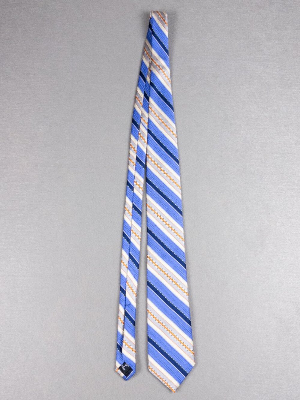 Robert Talbott Blue Orange Stripe Silk Tie Handmade USA 3.75" Classic
